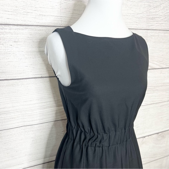 Theory Solid Black Sleeveless Cinched Waist Fit & Flare Dress Size 2 XS - Picture 3 of 11